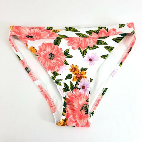 Sunn Lab Swim Other - Sunn Lab Swim Bikini Bottom Floral High Waist Pink White Size M